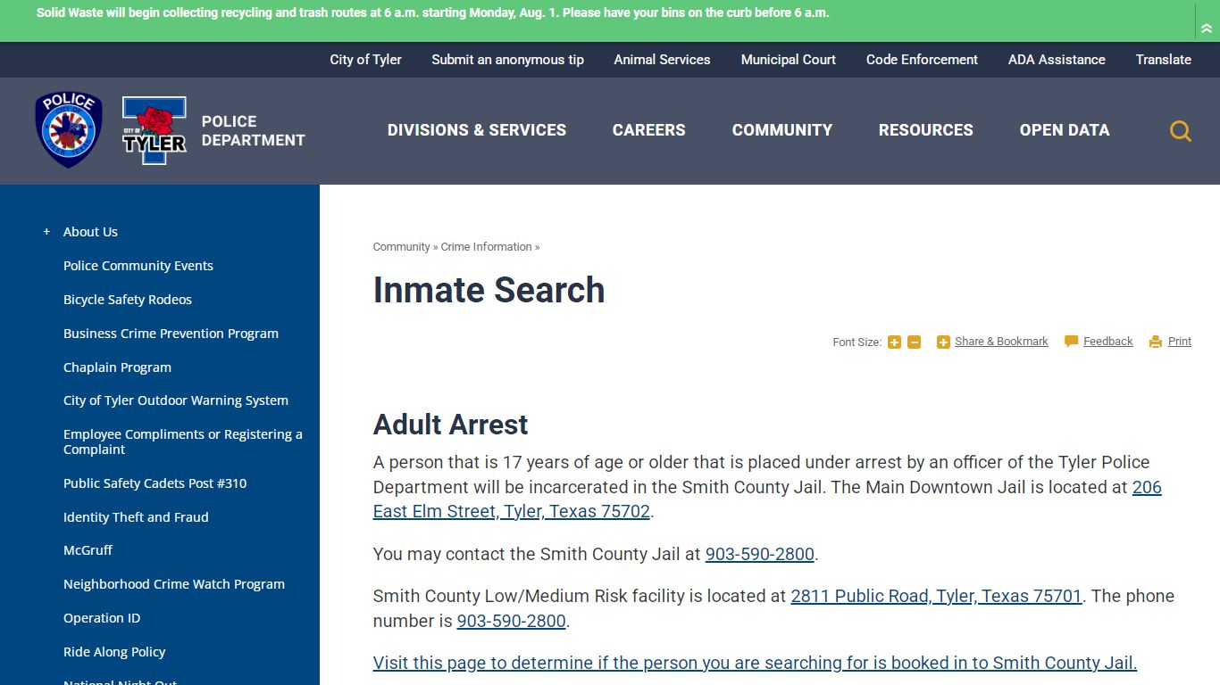 Inmate Search | Tyler, TX