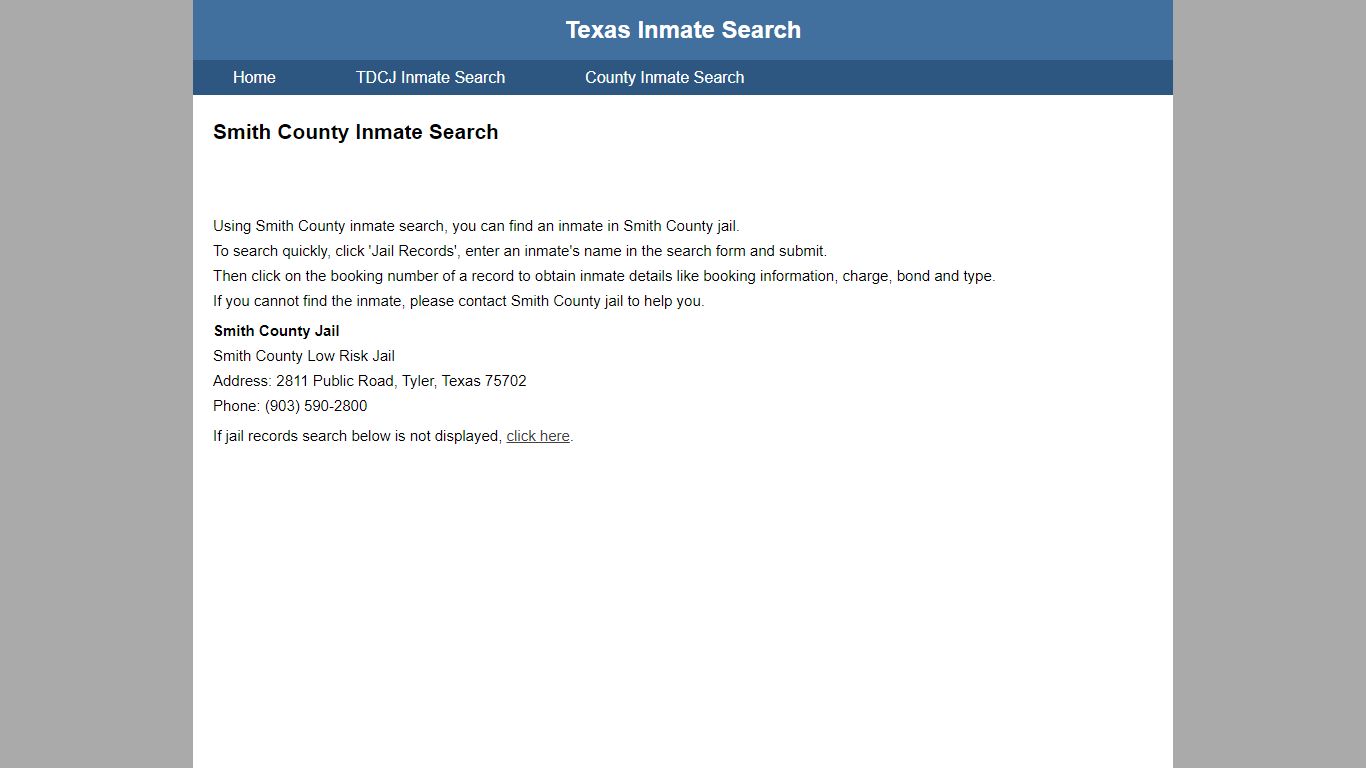 Smith County Jail Inmate Search