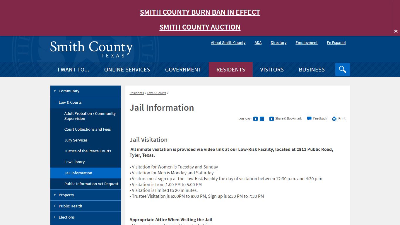 Jail Information | Smith County, TX